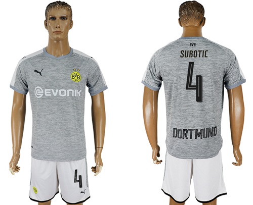 Dortmund #4 Subotic Grey Soccer Club Jersey